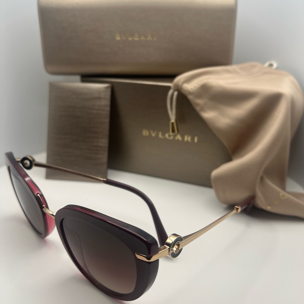 Bulgari Women's Sunglasses - Burgundy and Gold